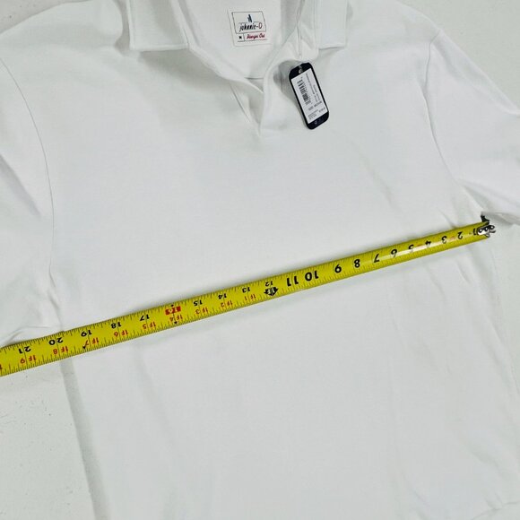 NEW Johnnie-O Frankie French Terry Polo Shirt Medium White Johnny Collar Beach - Picture 3 of 8